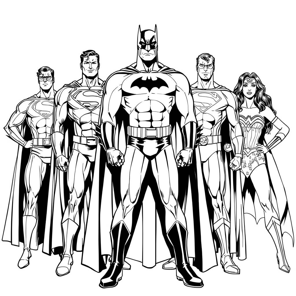 Batman com a Liga da Justica (Desenho para Colorir)
