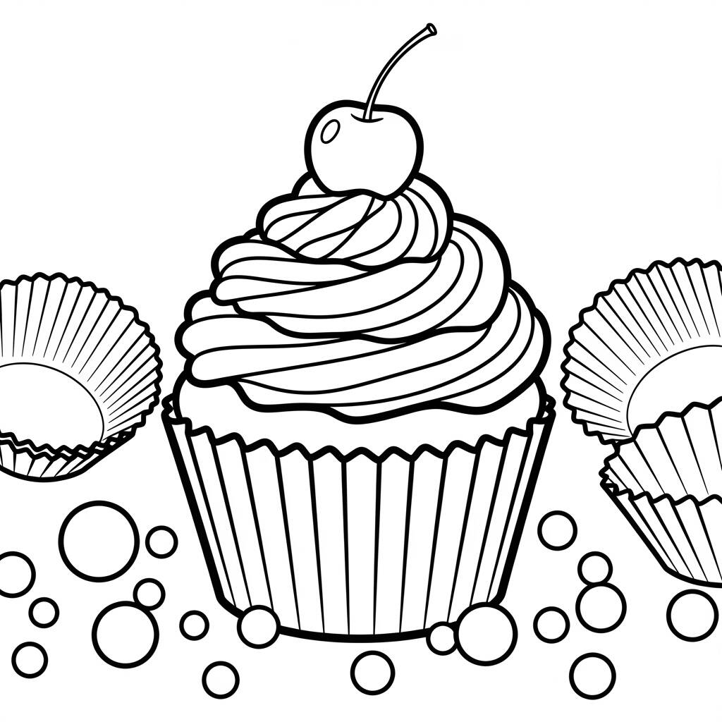 Bolo de Cupcake Fofinho (Desenho para Colorir)