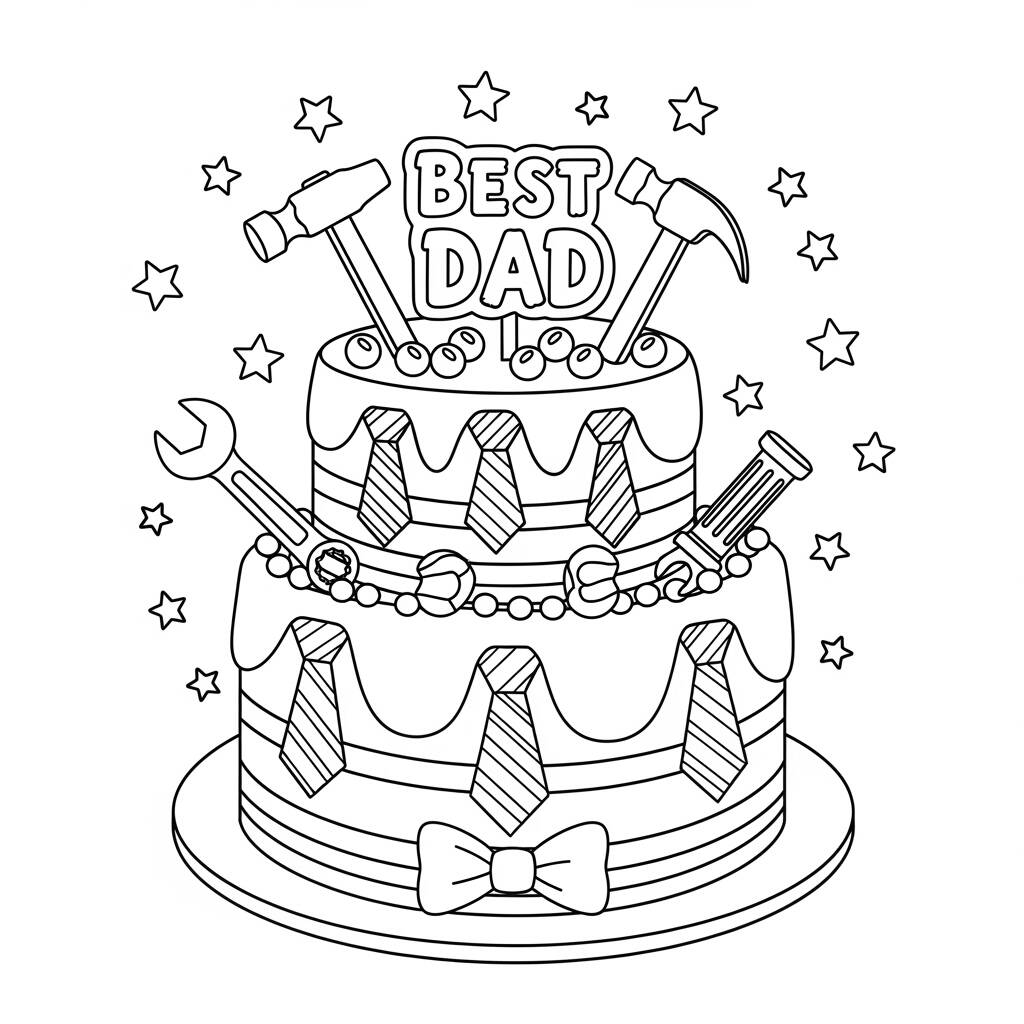 Bolo de Dia dos Pais (Desenho para Colorir)