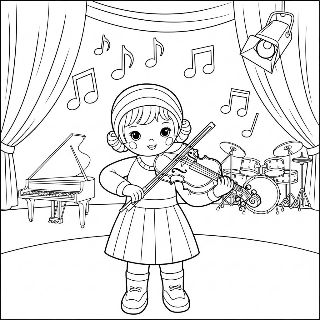 Boneca de Musica Melodica (Desenho para Colorir)