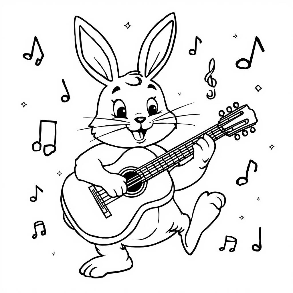 Bonnie Guitar Playing (Desenho para Colorir)