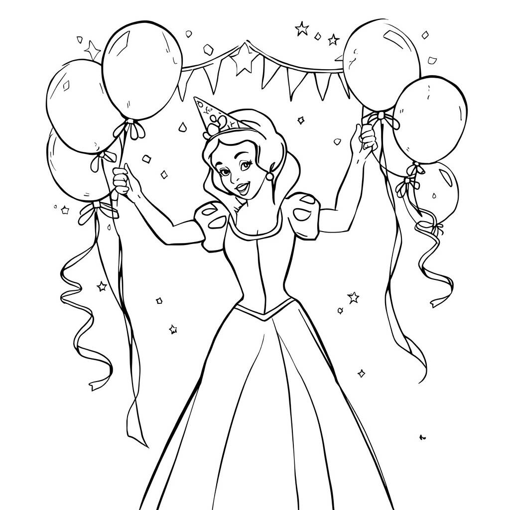 Branca de Neve Festiva (Desenho para Colorir)
