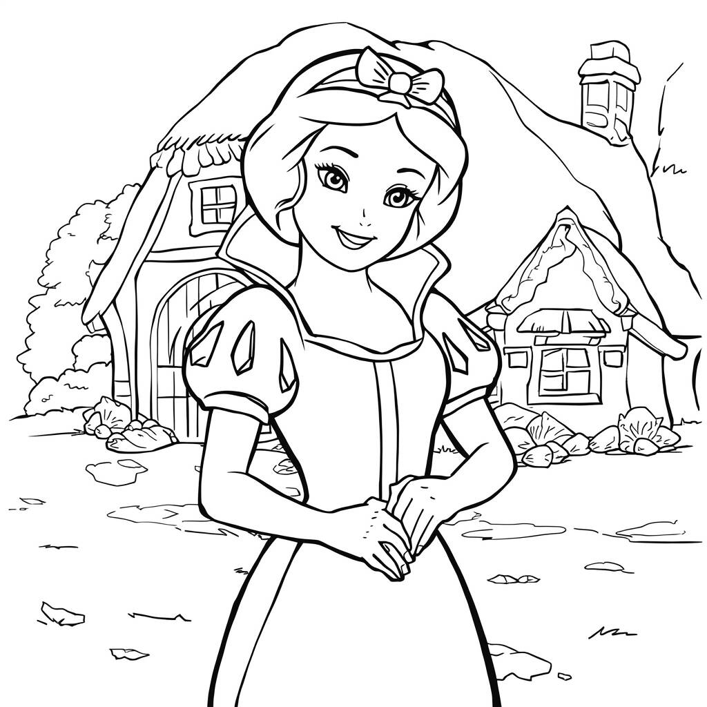 Branca de Neve Simples (Desenho para Colorir)