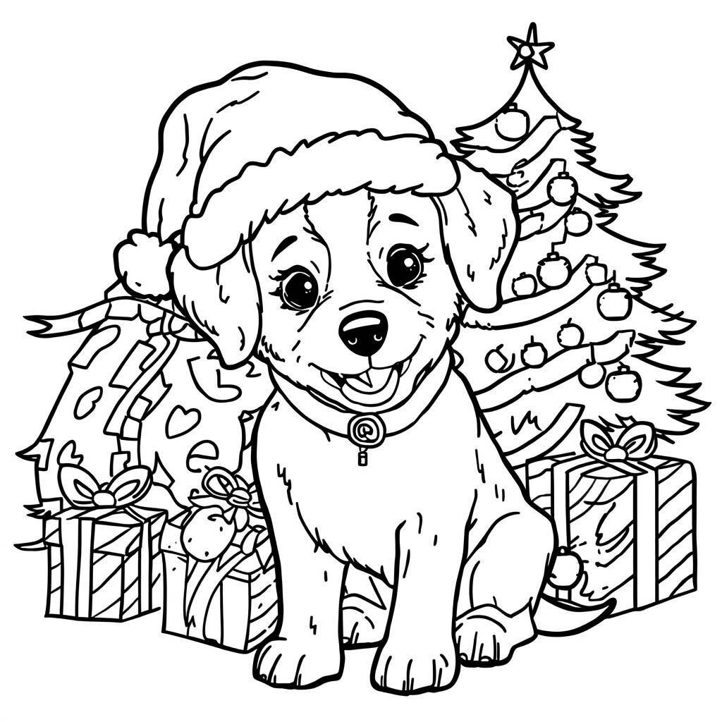 Cachorrinho Natalino (Desenho para Colorir)