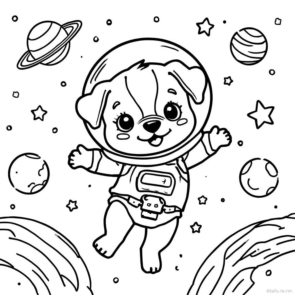 Cachorrinho astronauta Para Meninos (Desenho para Colorir)