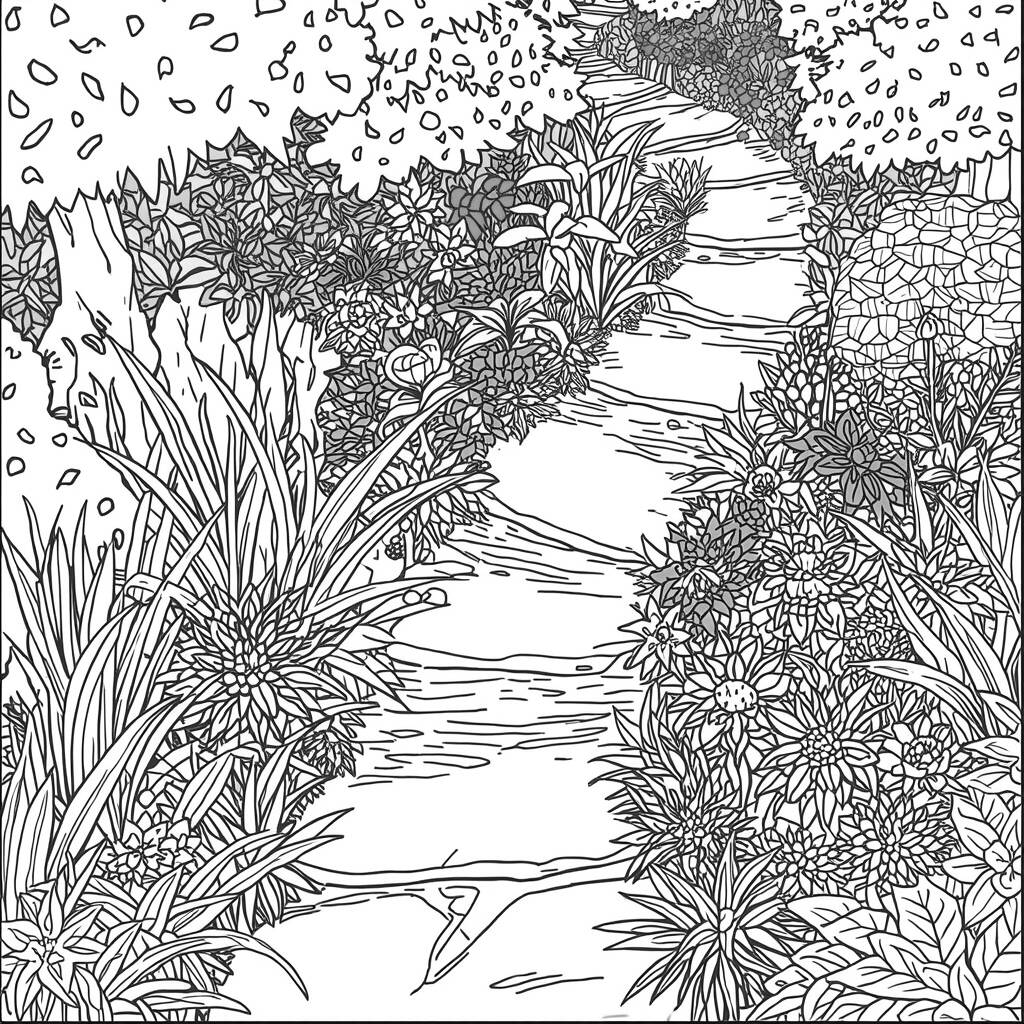 Caminho de Pedras (Desenho para Colorir)