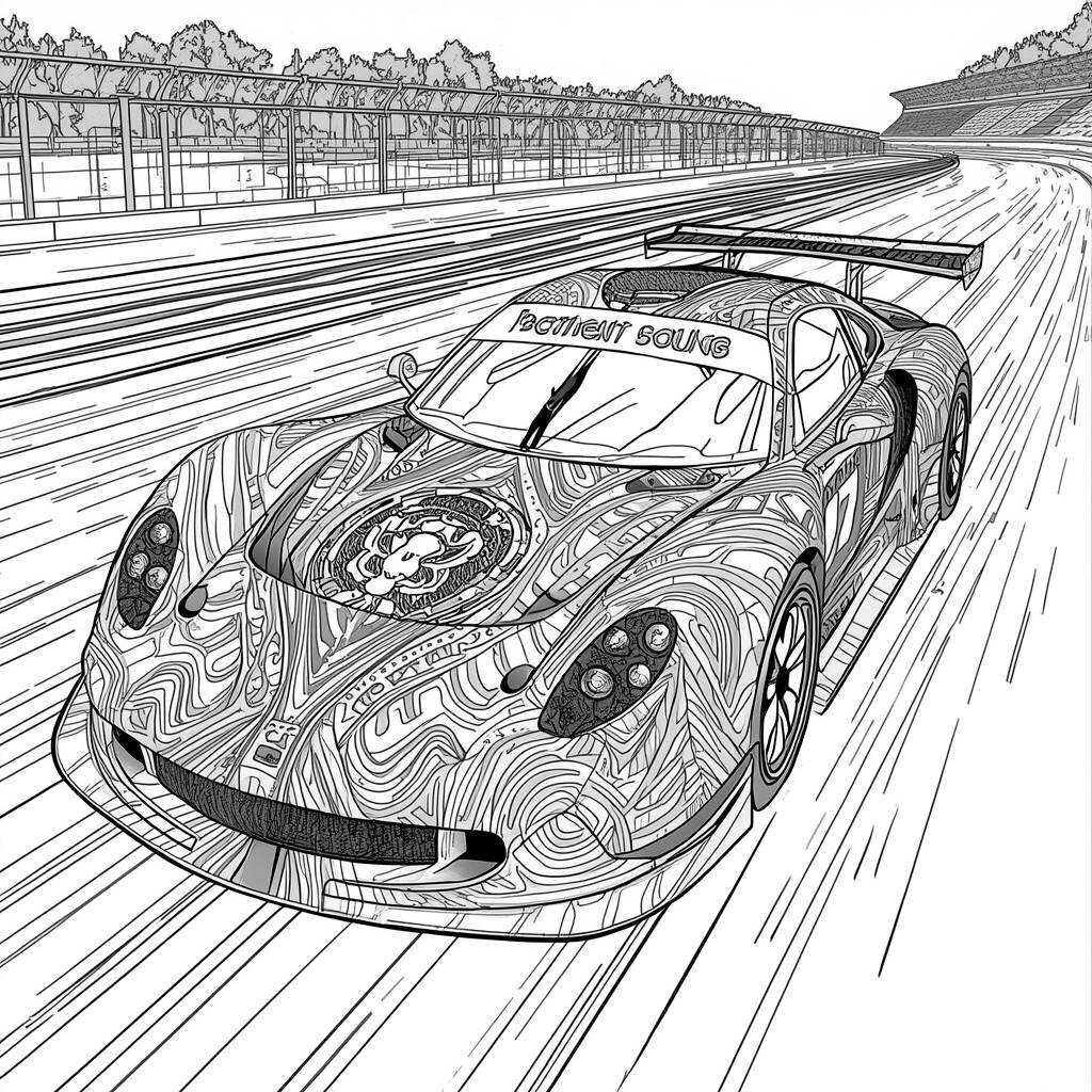 Carro de corrida para adultos (Desenho para Colorir)