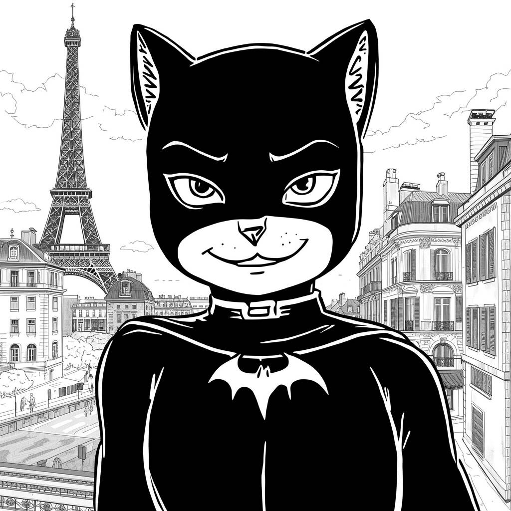 Cat Noir Atraente (Desenho para Colorir)