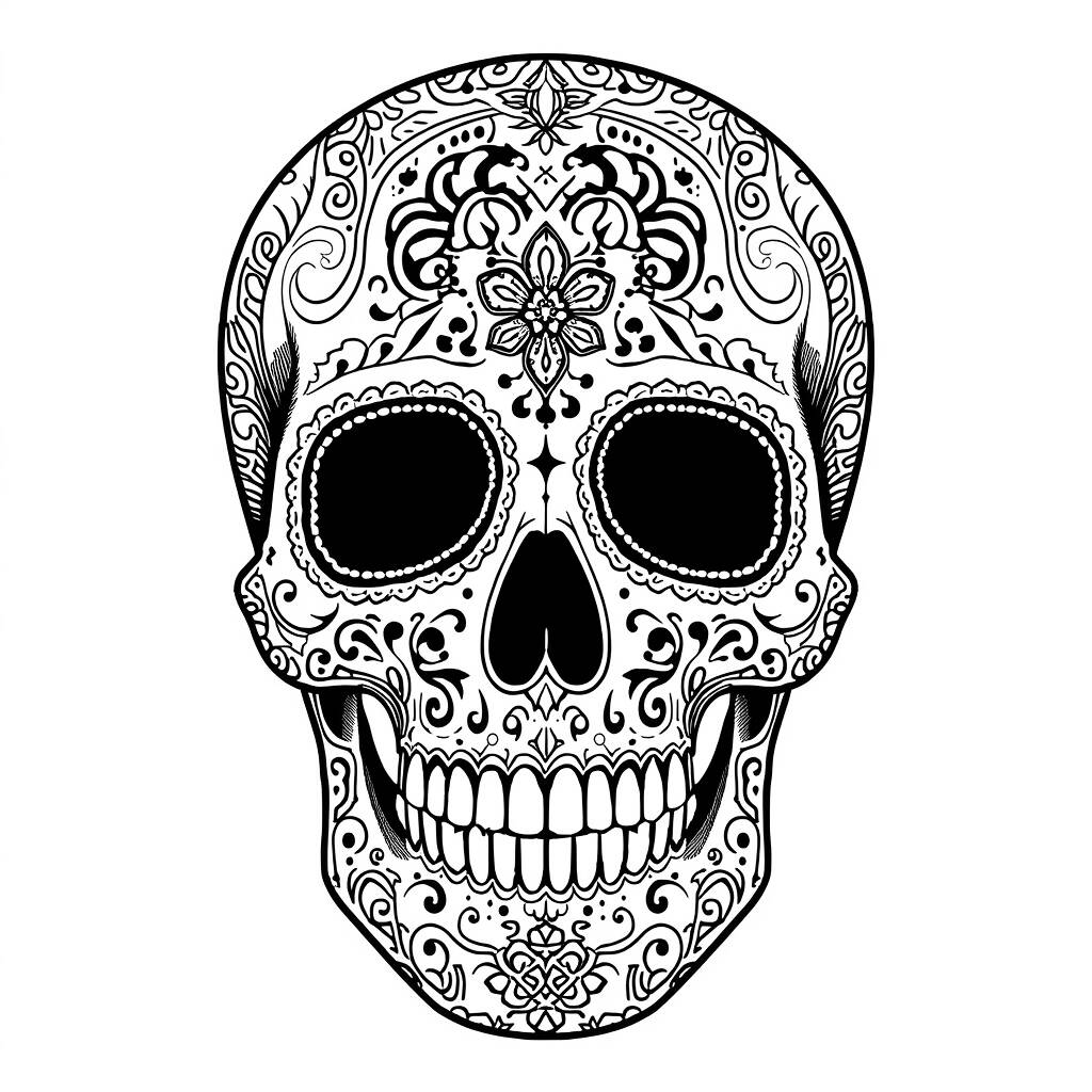 Caveira com Estilo Vintage (Desenho para Colorir)