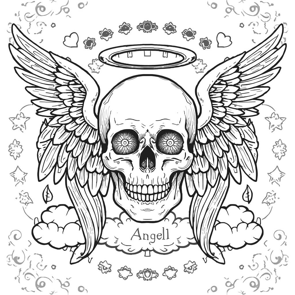 Caveira de Anjo (Desenho para Colorir)