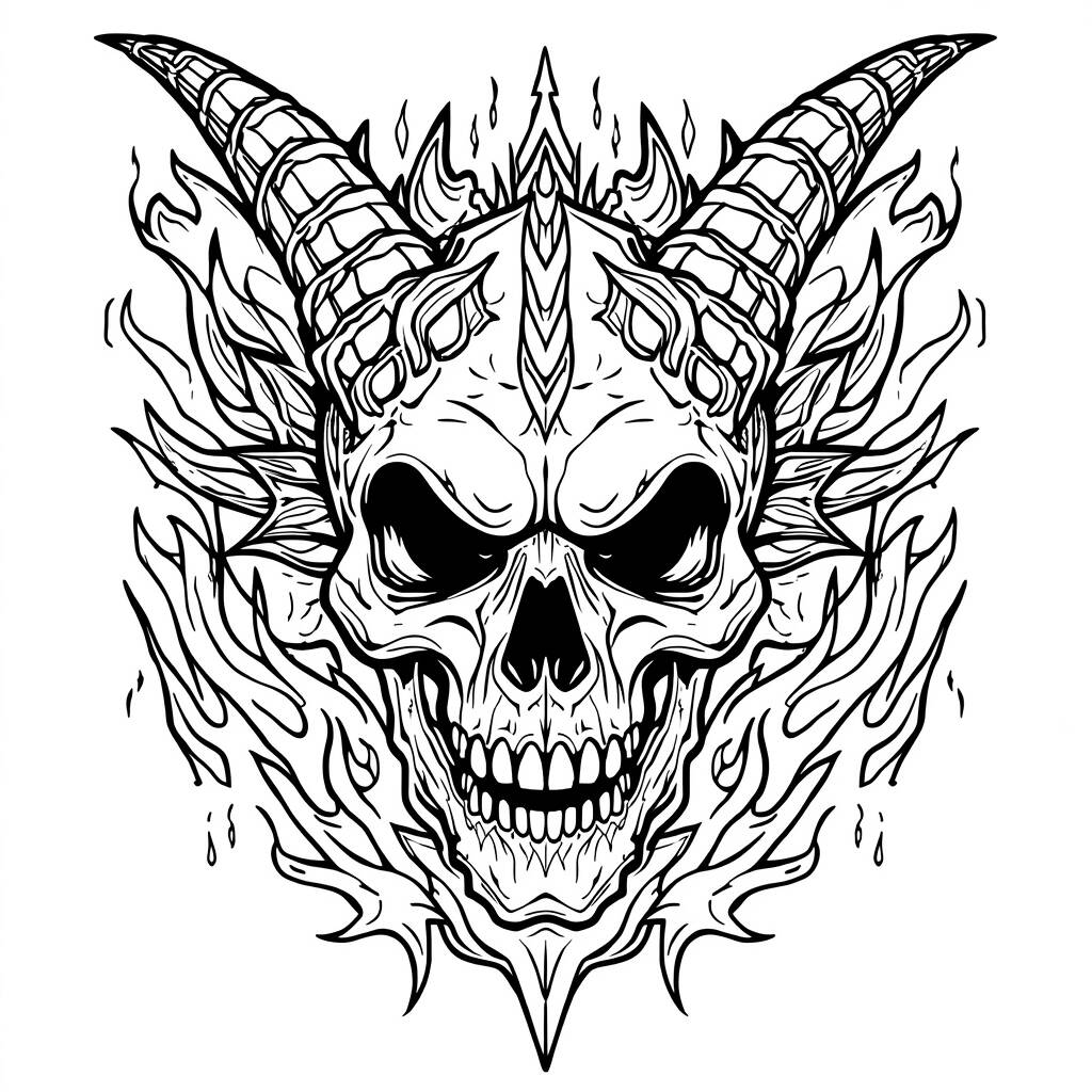 Caveira de Dragao (Desenho para Colorir)
