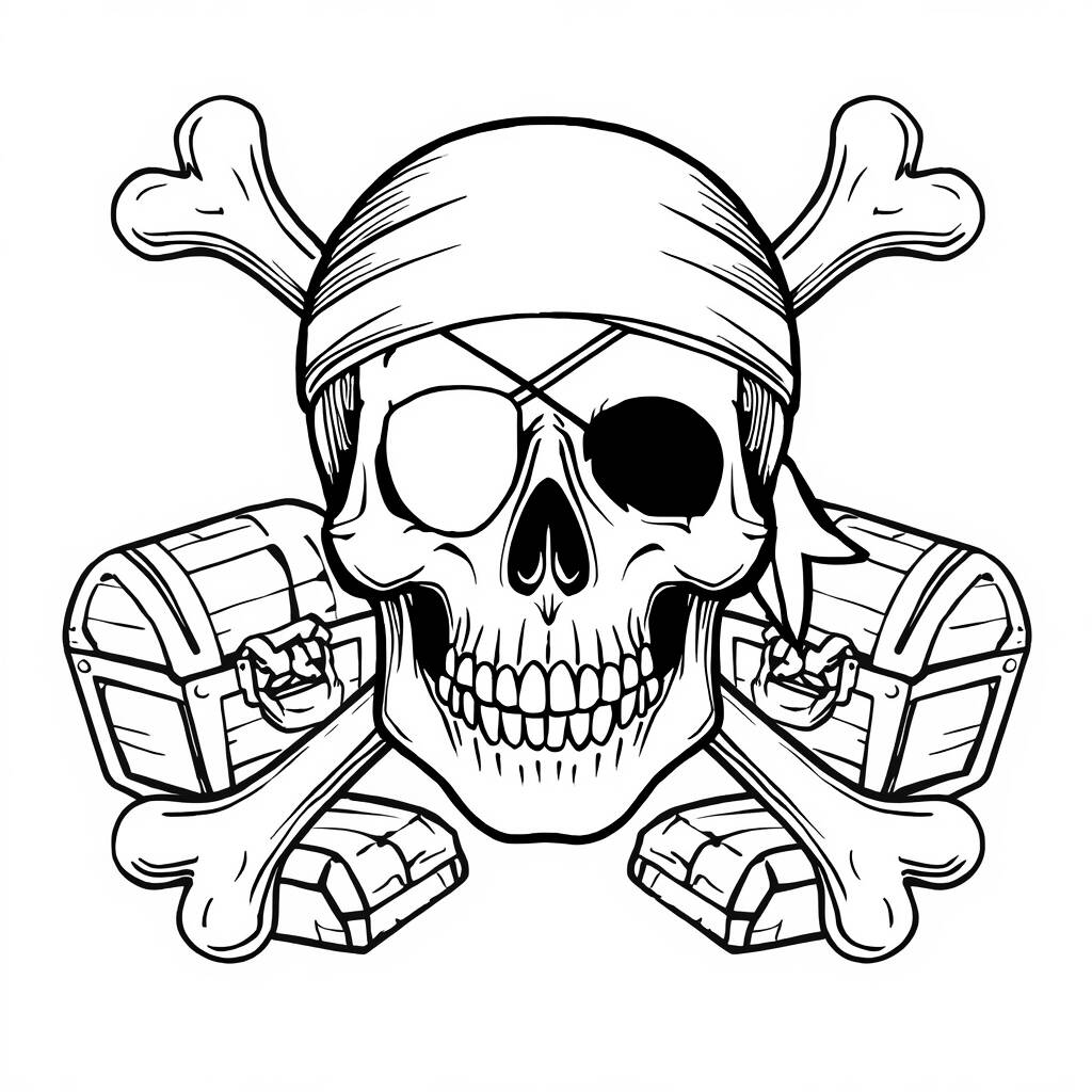 Caveira de Pirata (Desenho para Colorir)