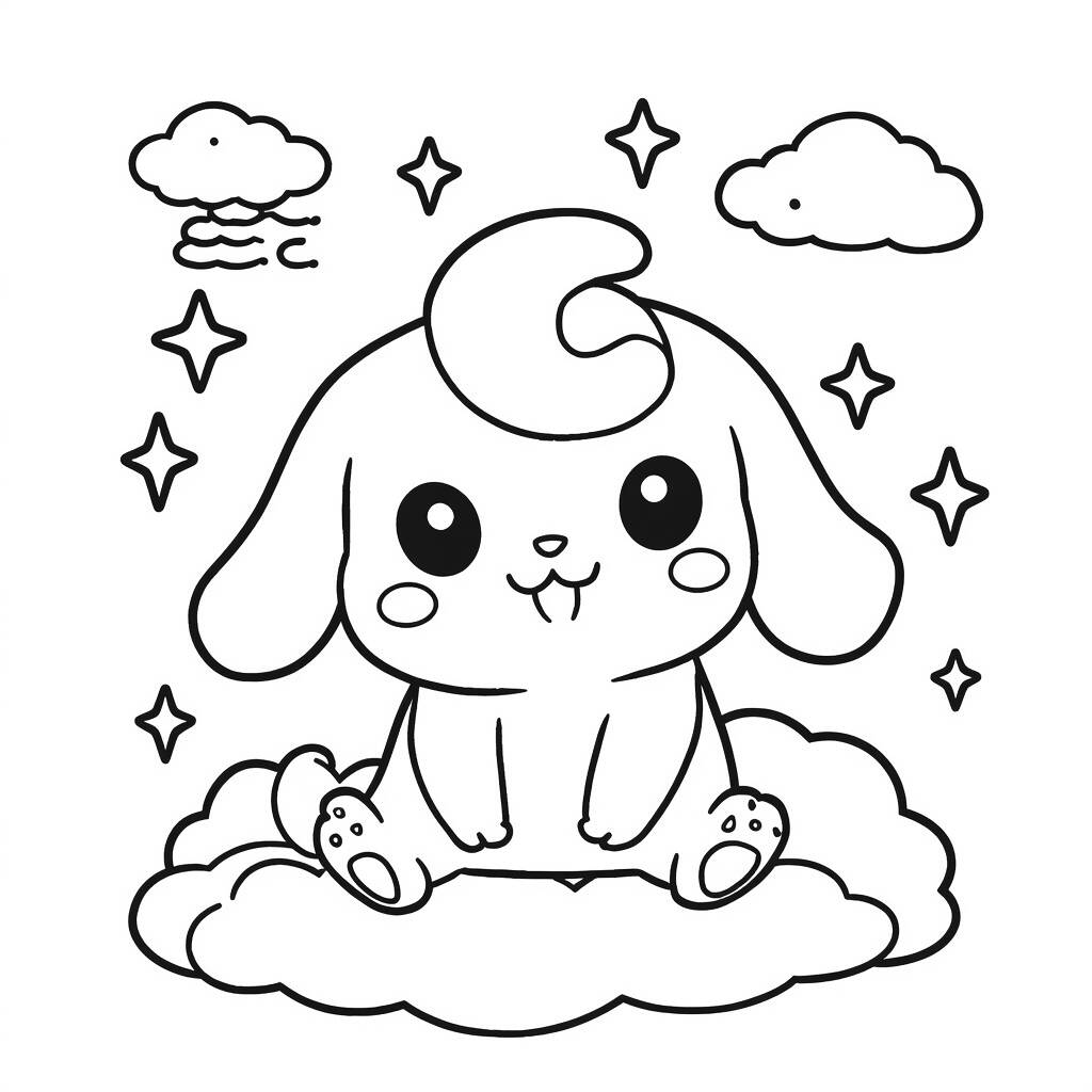 Cinnamoroll Kawaii Sorrindo (Desenho para Colorir)