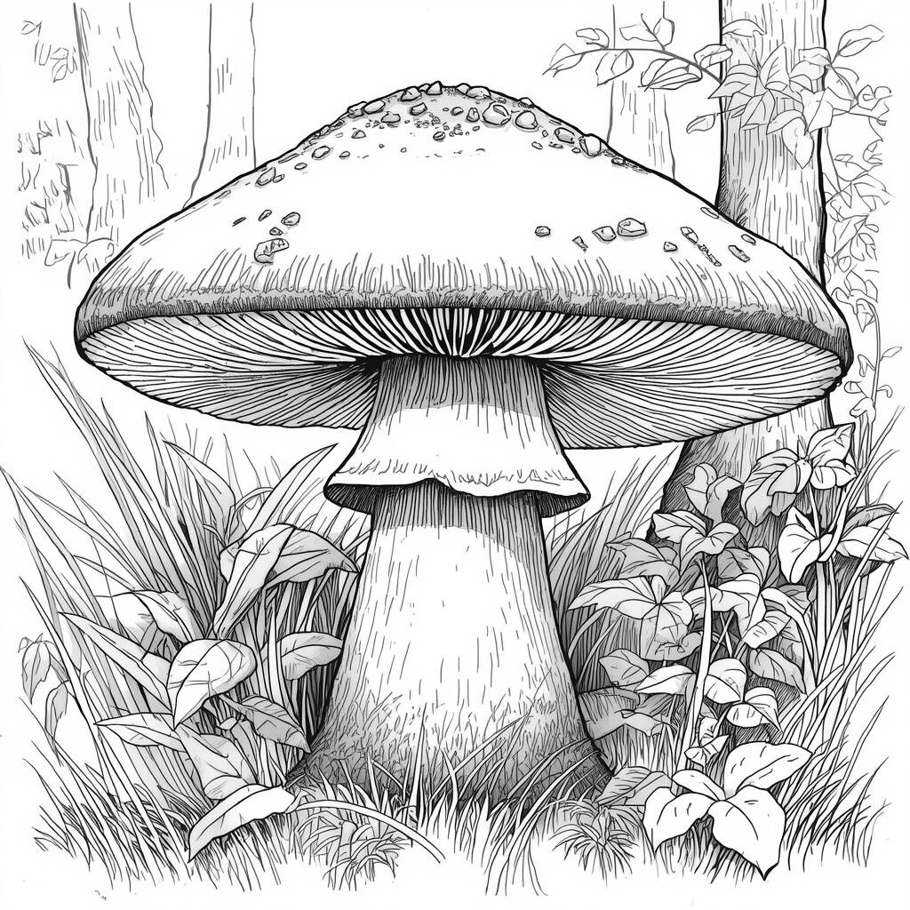 Cogumelo Realista (Desenho para Colorir)