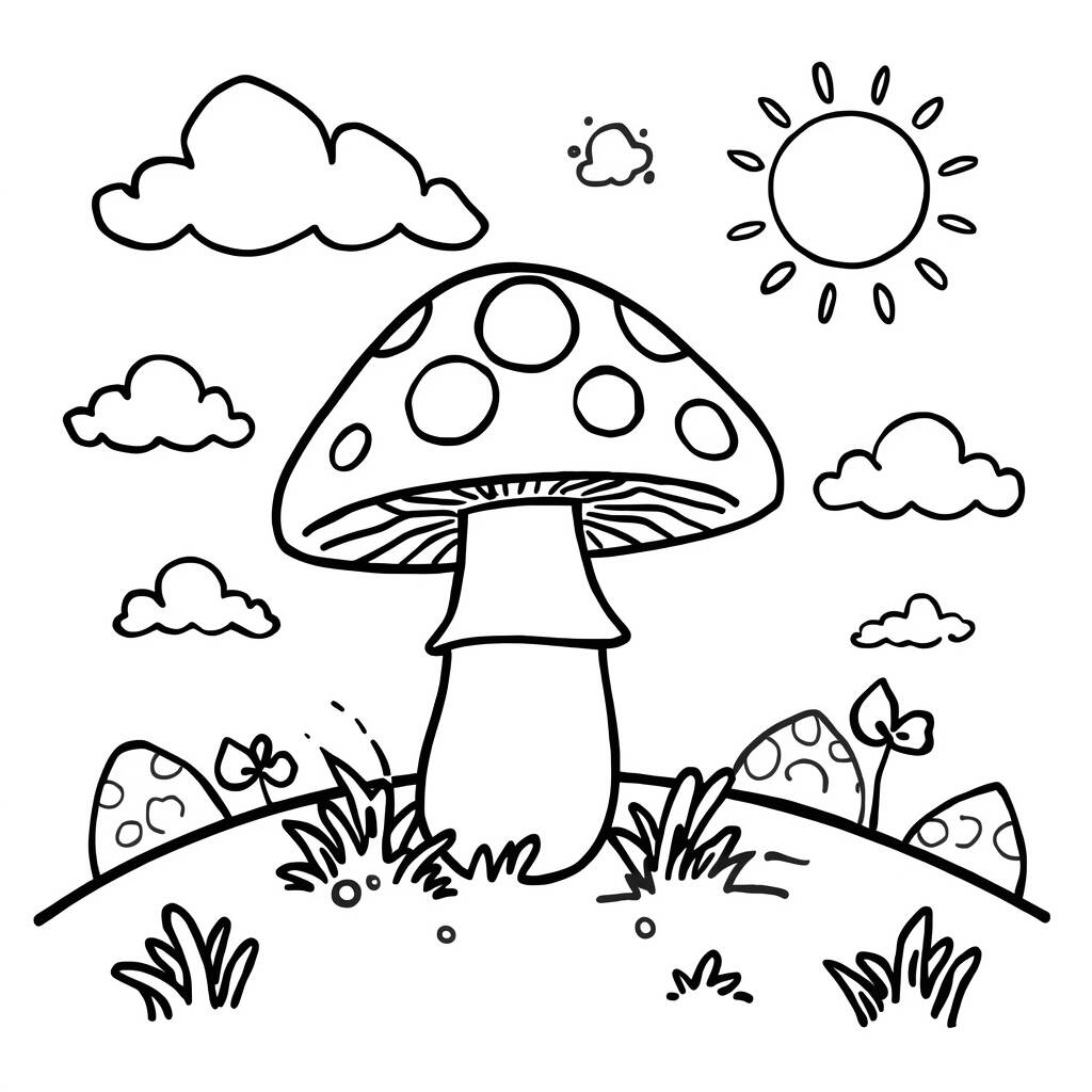 Cogumelo e Ceu (Desenho para Colorir)