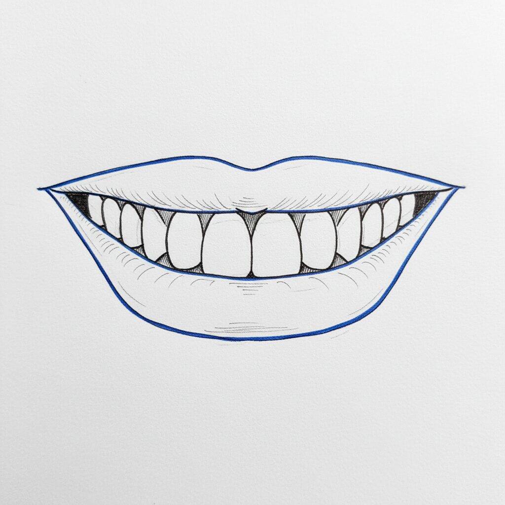 Como Desenhar Dentes – Tutorial de Desenho Passo a Passo – Passo 8