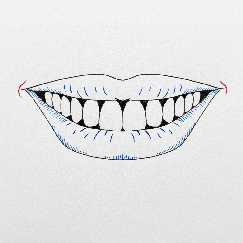 Como Desenhar Dentes – Tutorial de Desenho Passo a Passo – Passo 9