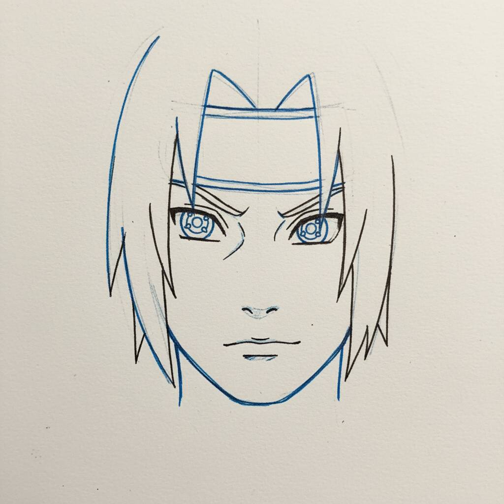 Como Desenhar Itachi Uchiha de Naruto – Passo a Passo – Passo 3