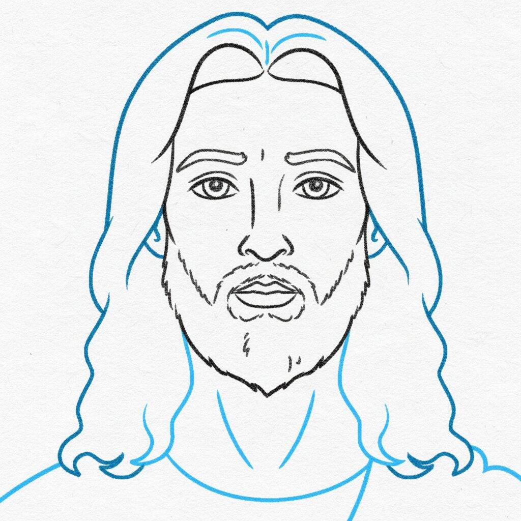 Como Desenhar Jesus Cristo – Tutorial de desenho Passo a Passo – Passo 7
