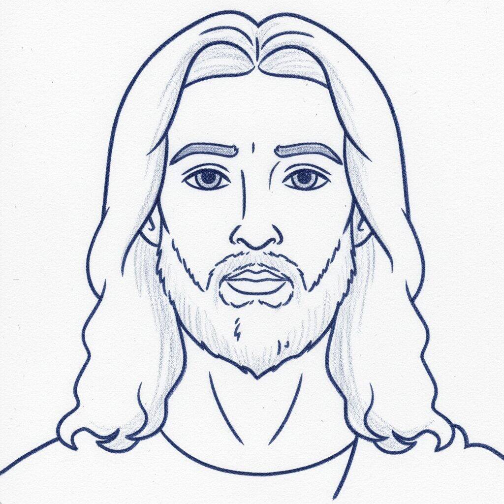 Como Desenhar Jesus Cristo – Tutorial de desenho Passo a Passo – Passo 8