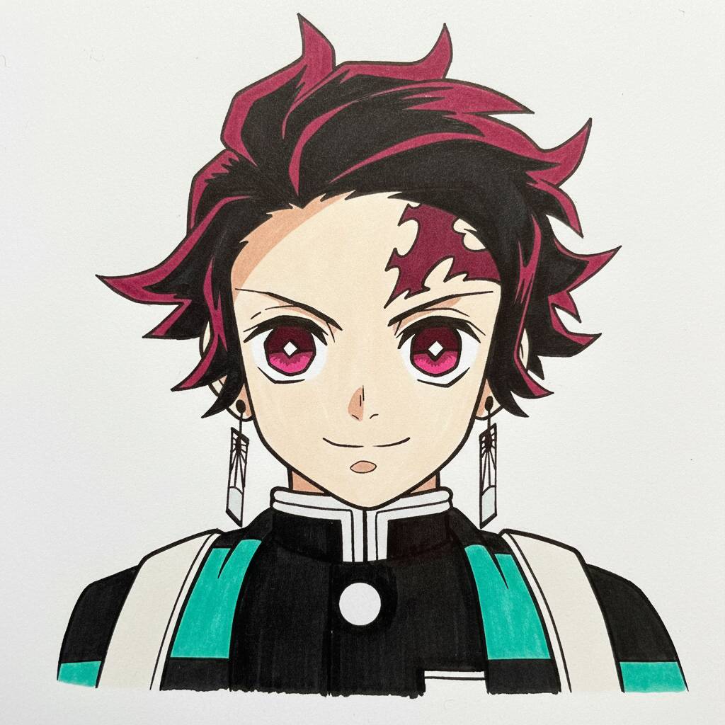 How to Draw Tanjiro Kamado from Demon Slayer – Easy Step by Step – Step 5