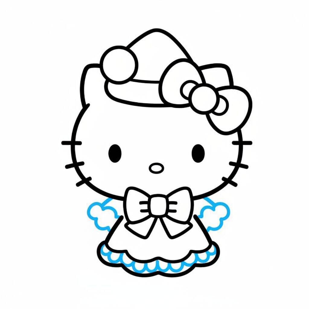 Como Desenhar a Hello Kitty no Natal – Passo 8
