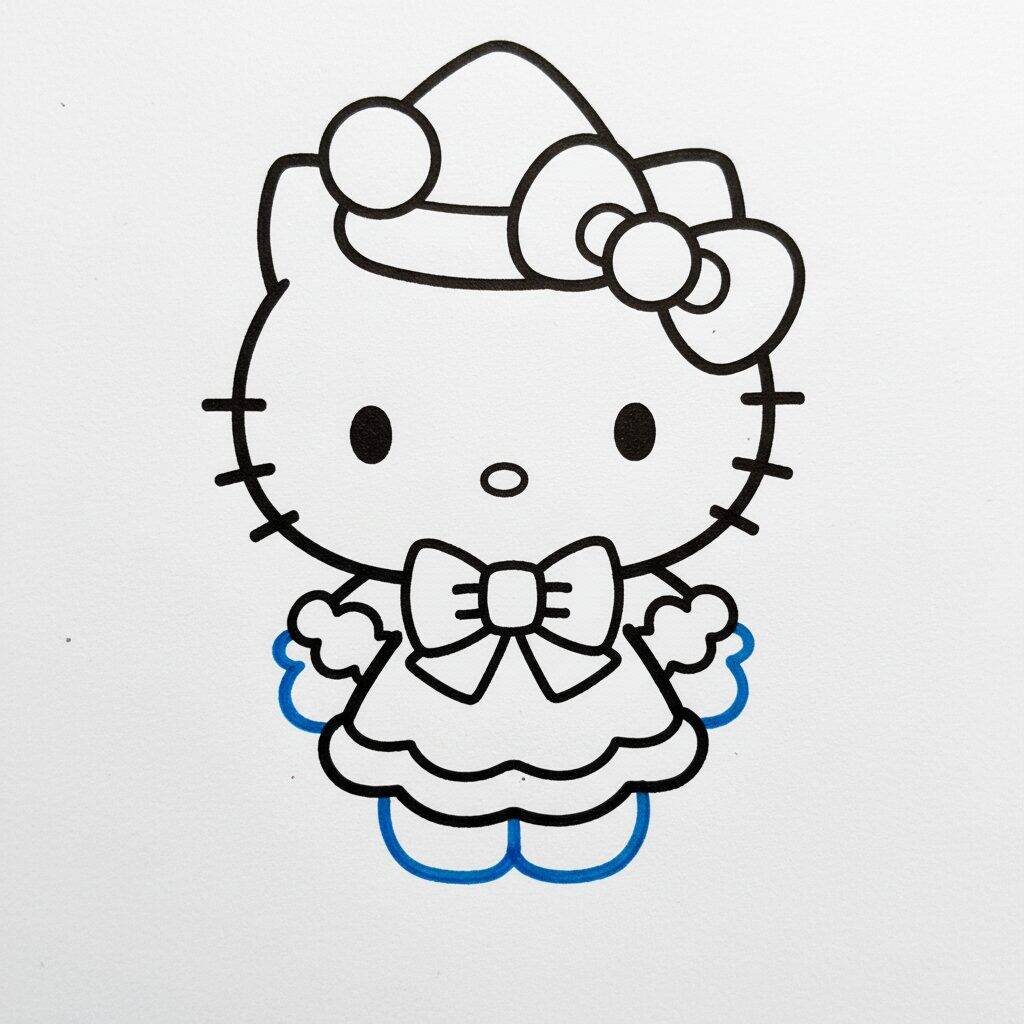 Como Desenhar a Hello Kitty no Natal – Passo 9
