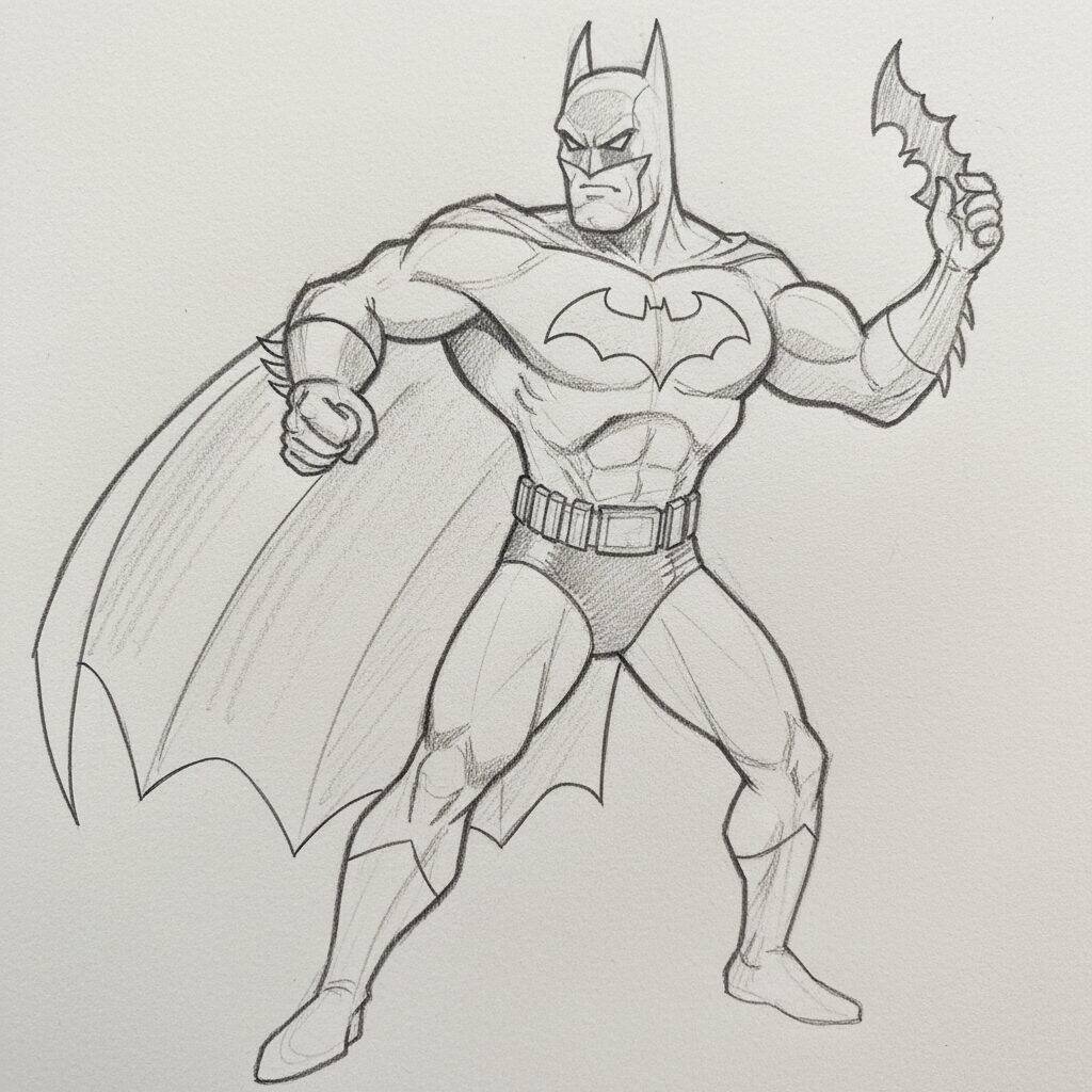 Como Desenhar o Batman Fácil – Tutorial de desenho Passo a Passo – Passo 7