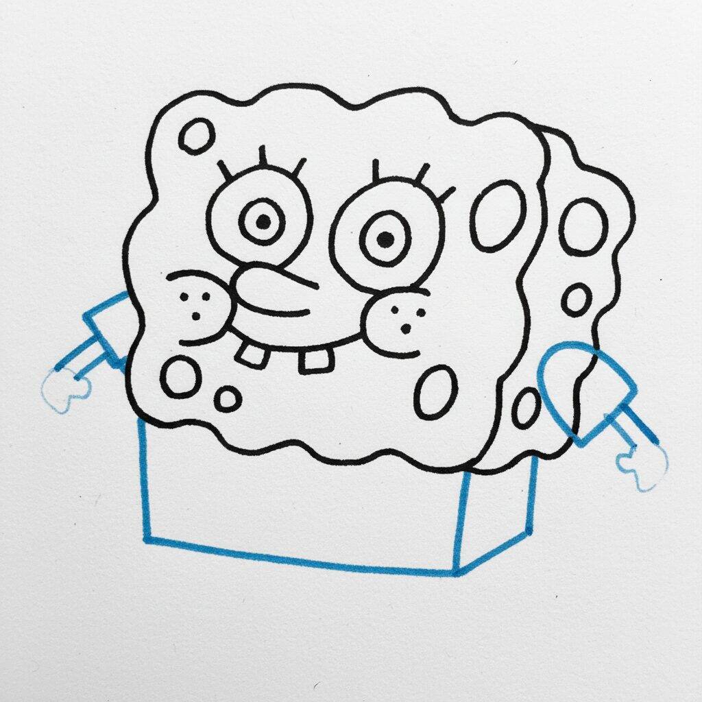 Como Desenhar o Bob Esponja – Passo a Passo Fácil – Passo 4