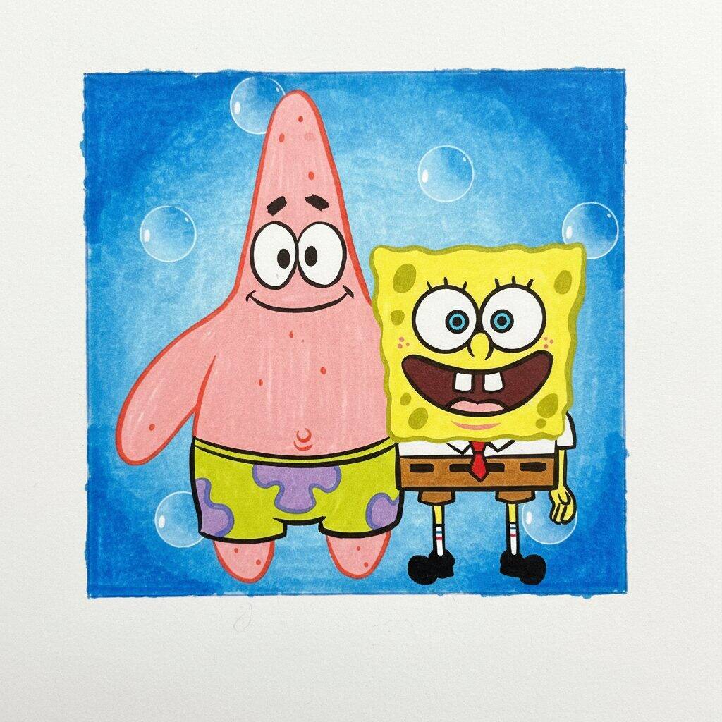 How to Draw SpongeBob and Patrick Easy Step by Step – Step 10