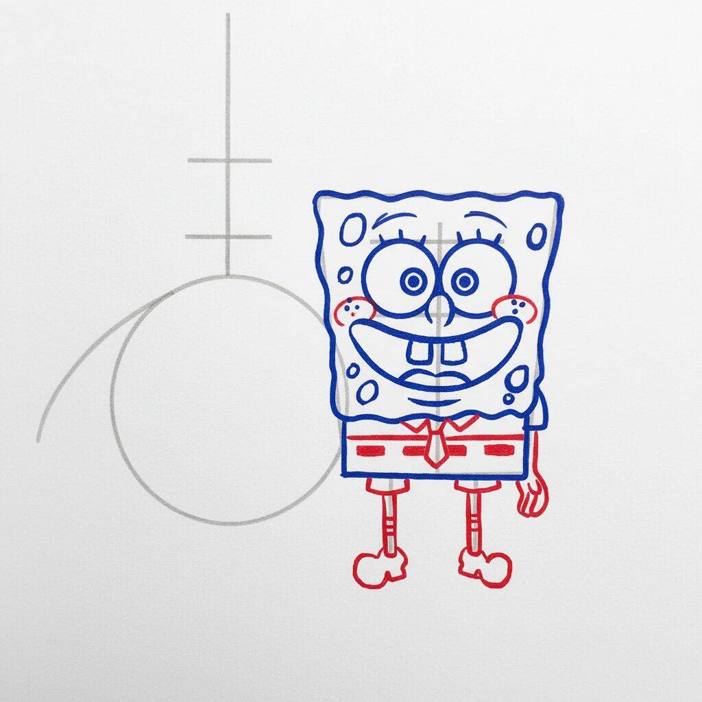 How to Draw SpongeBob and Patrick Easy Step by Step – Step 5