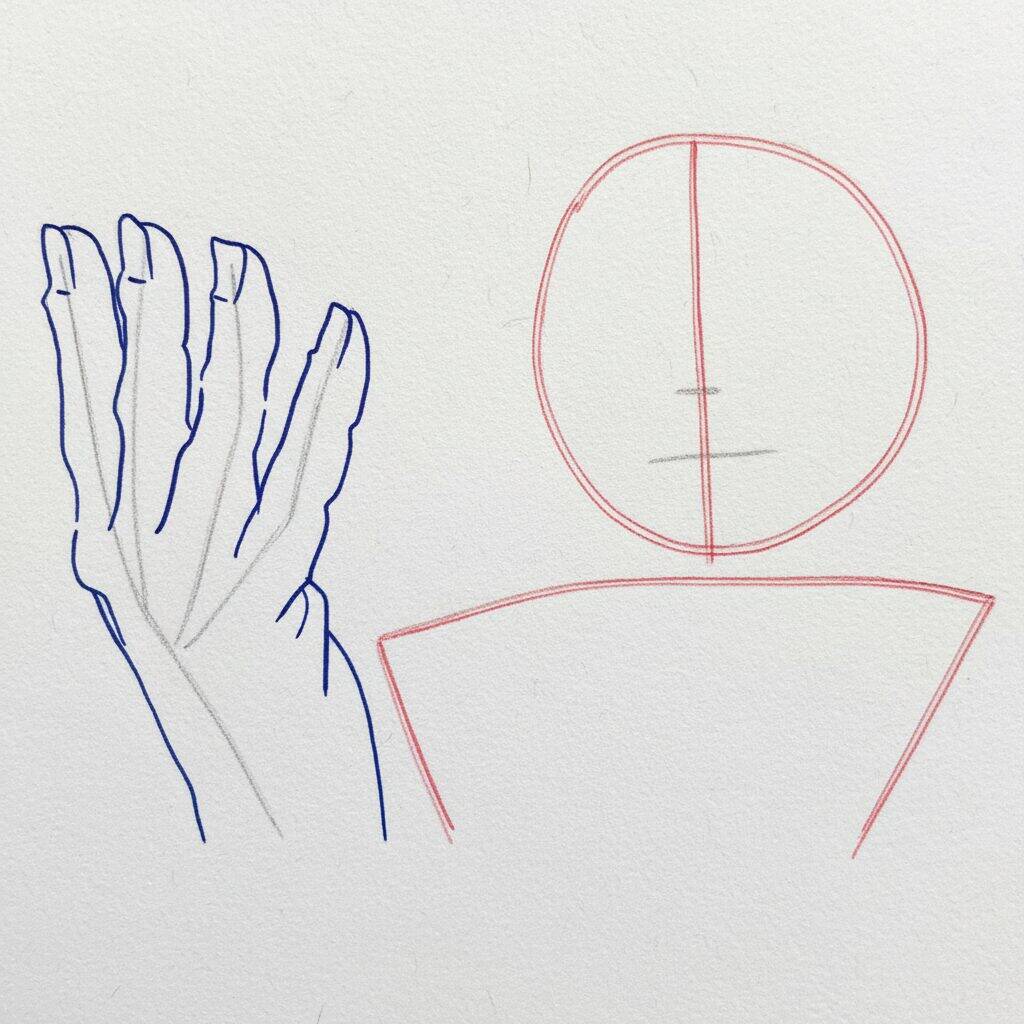 Como Desenhar o Gojo Satoru Passo a Passo – Passo 2