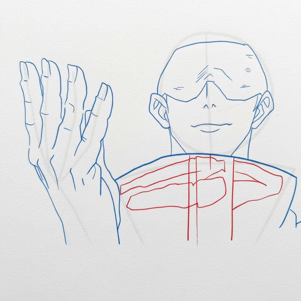 Como Desenhar o Gojo Satoru Passo a Passo – Passo 5