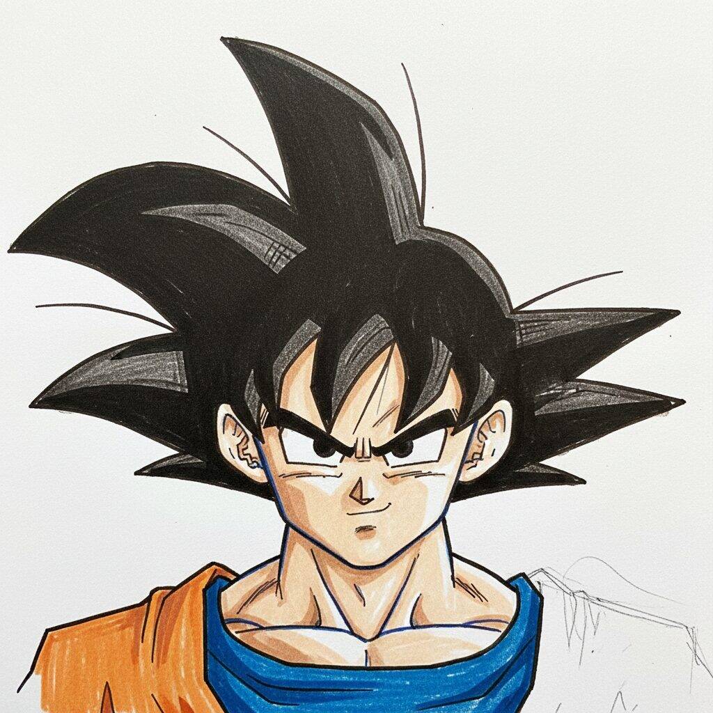How to Draw Goku – Easy Step by Step – Step 10