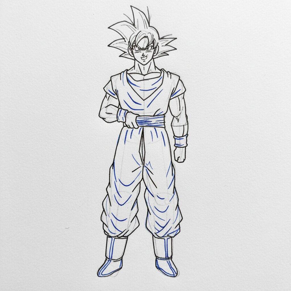 Como Desenhar o Goku – Tutorial de Desenho Passo a Passo – Passo 12
