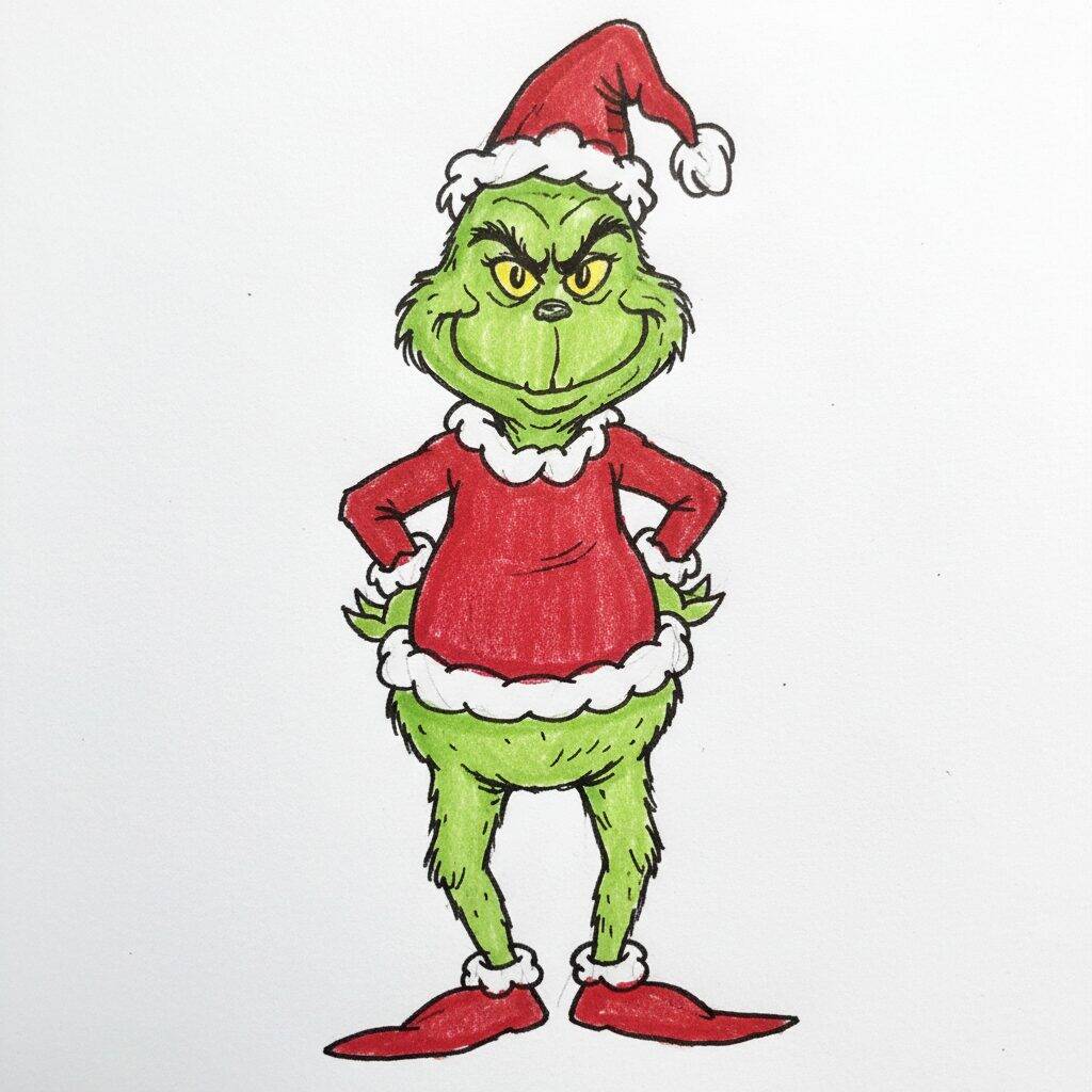 Como Desenhar o Grinch - Passo a Passo Fácil