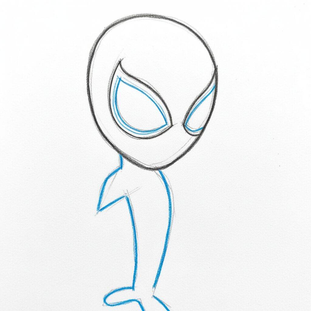 Como Desenhar o Homem Aranha – Tutorial de desenho Passo a Passo – Passo 2