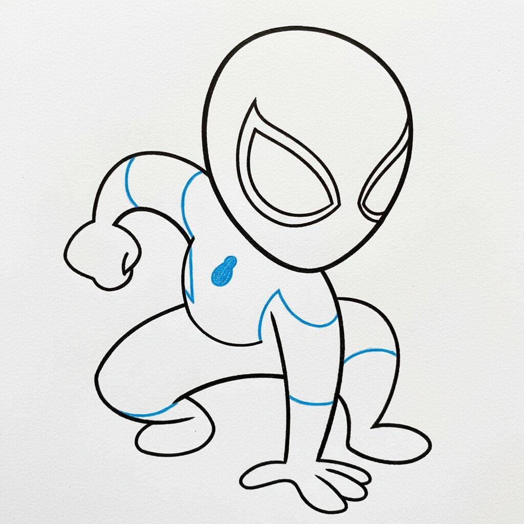 Como Desenhar o Homem Aranha – Tutorial de desenho Passo a Passo – Passo 6