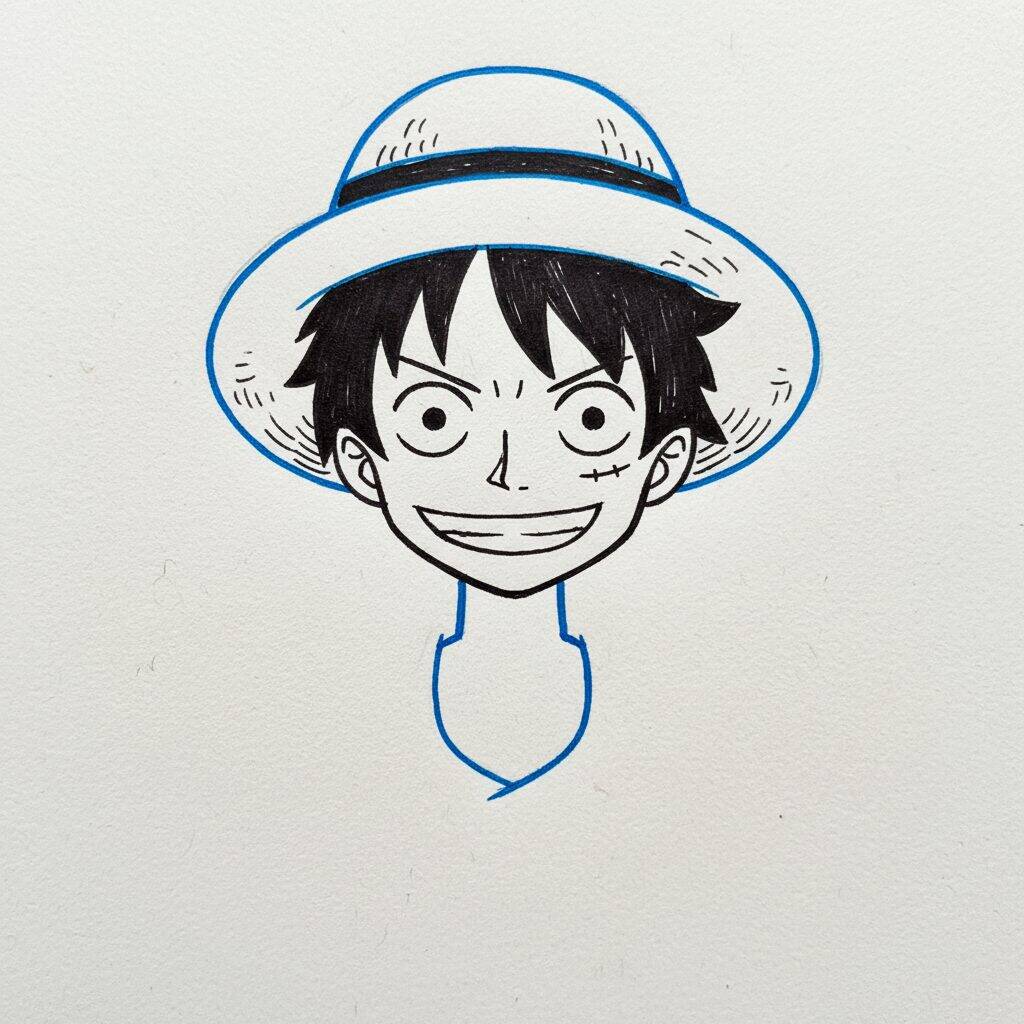 Como Desenhar o Luffy de One Piece – Passo a Passo Fácil – Passo 4