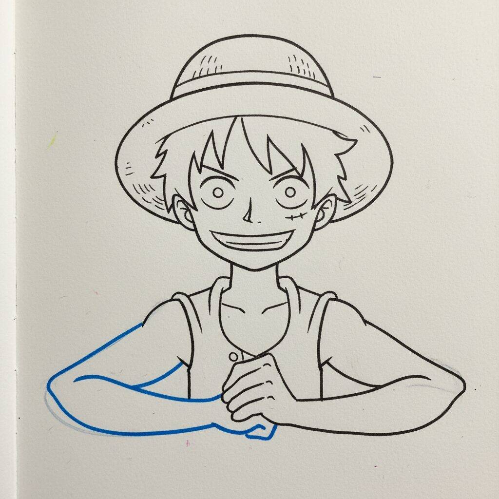 Como Desenhar o Luffy de One Piece – Passo a Passo Fácil – Passo 8