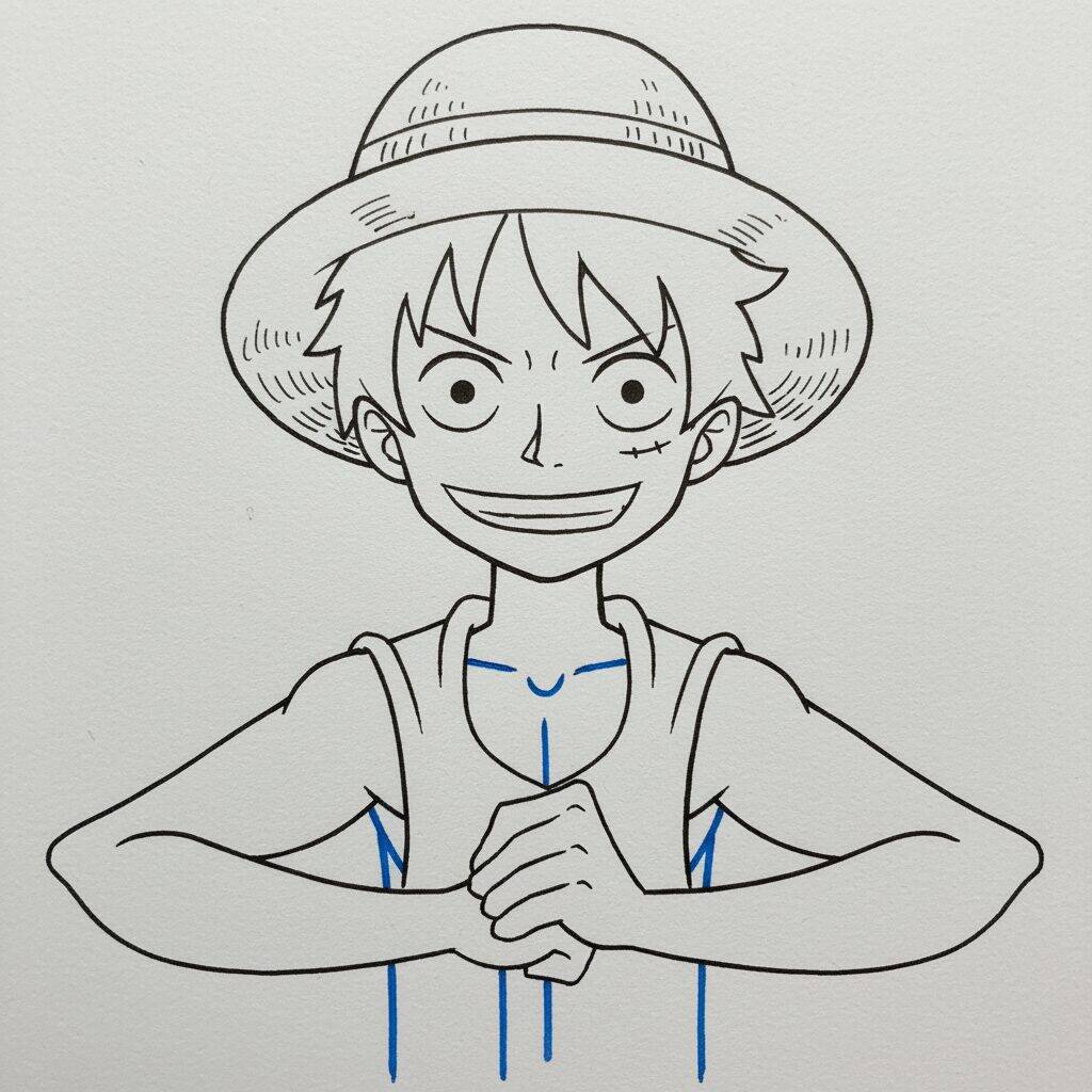 Como Desenhar o Luffy de One Piece – Passo a Passo Fácil – Passo 9
