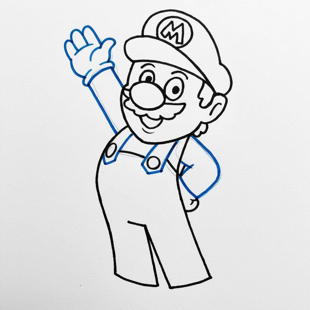 How to Draw Mario – Easy Step by Step – Step 6