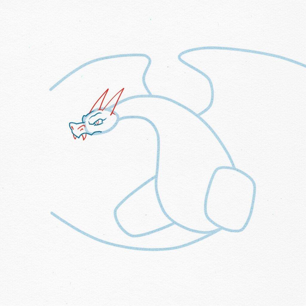 Como Desenhar o Mega Charizard – Tutorial de desenho Passo a Passo – Passo 3