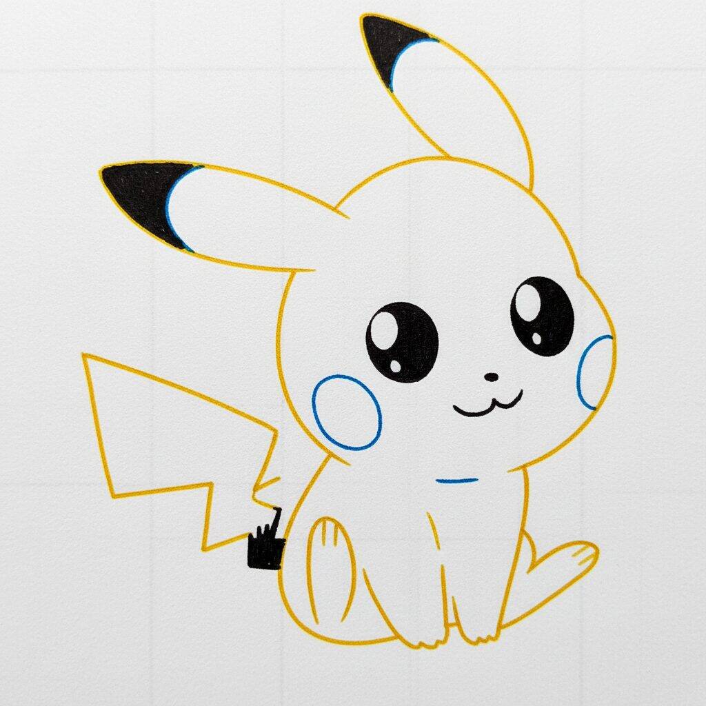 Como Desenhar o Pikachu Fofo – Passo a Passo Fácil – Passo 5