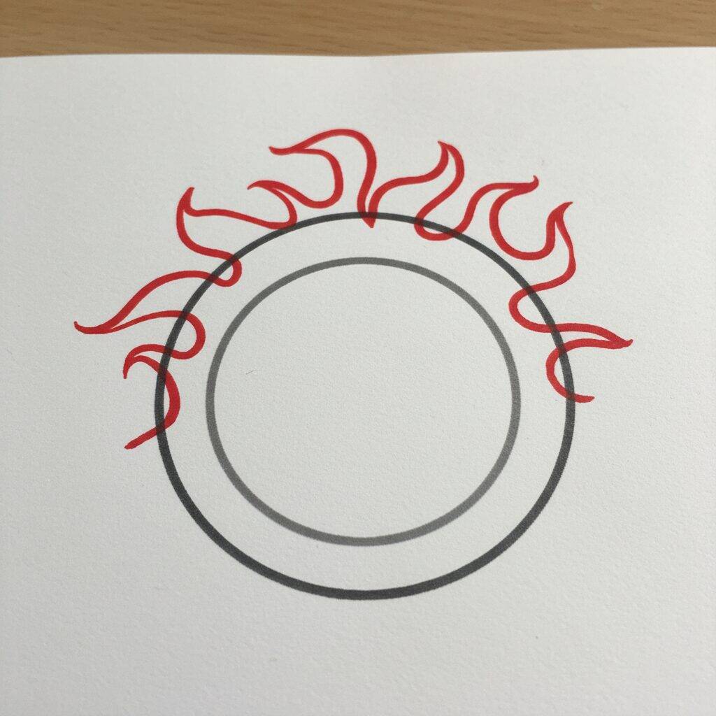 Como Desenhar o Sol – Tutorial de desenho – Passo 2