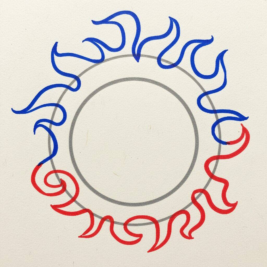 Como Desenhar o Sol – Tutorial de desenho – Passo 3