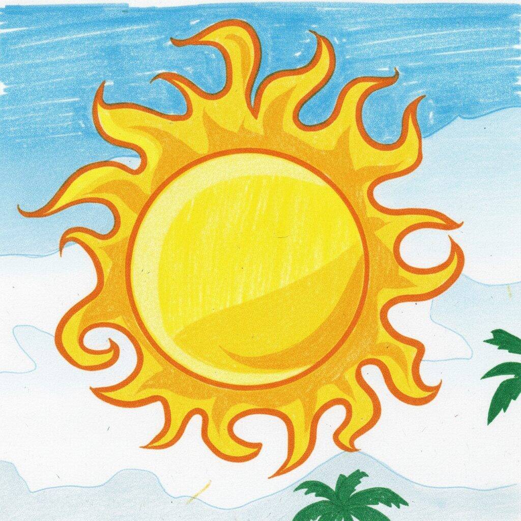 Como Desenhar o Sol – Tutorial de desenho – Passo 5