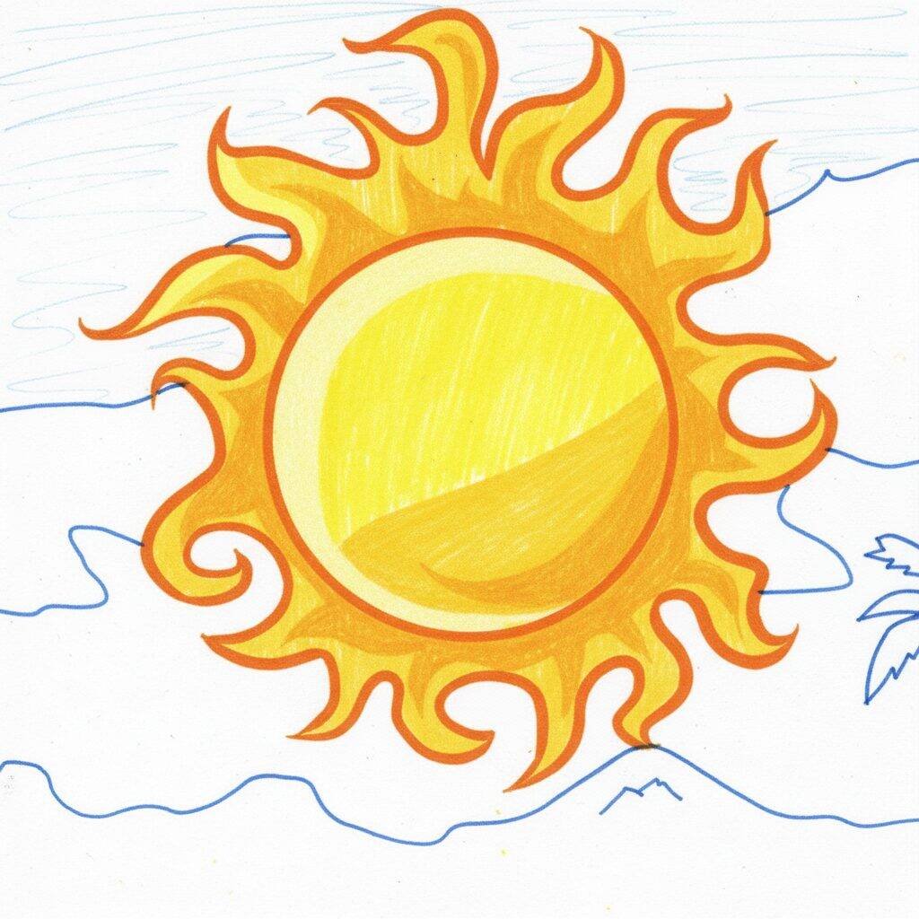 Como Desenhar o Sol - Tutorial de desenho