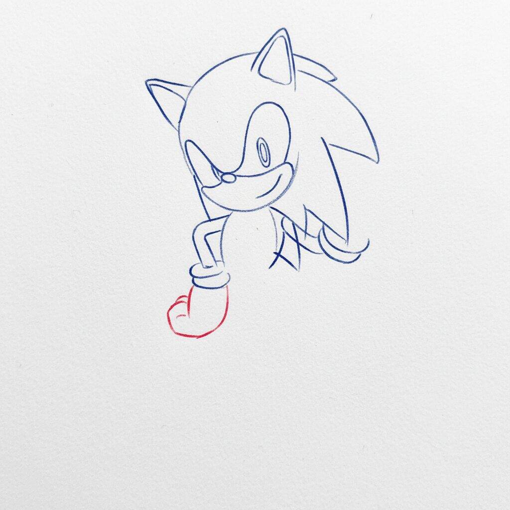 How to Draw Sonic the Hedgehog – Step by Step Drawing Tutorial – Step 7
