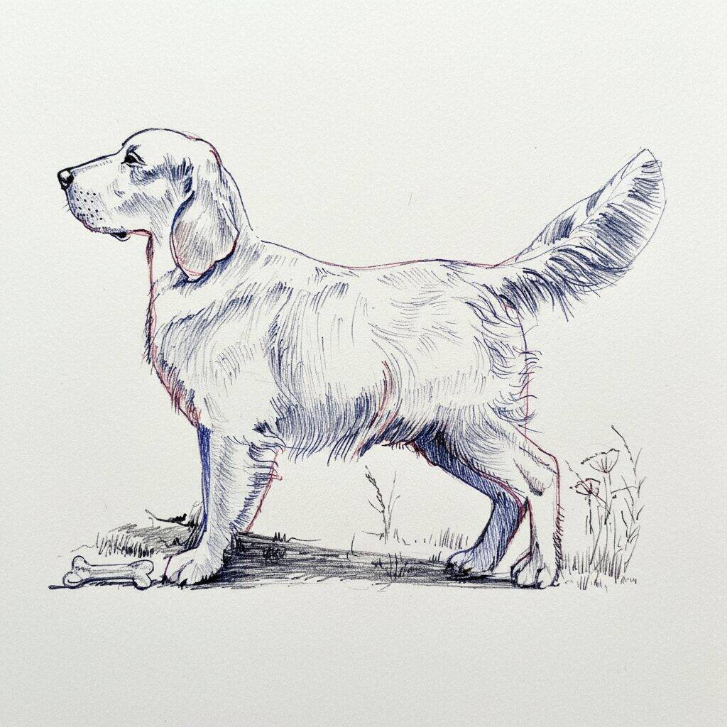 How to Draw a Realistic Dog (Retriever) - Step by Step